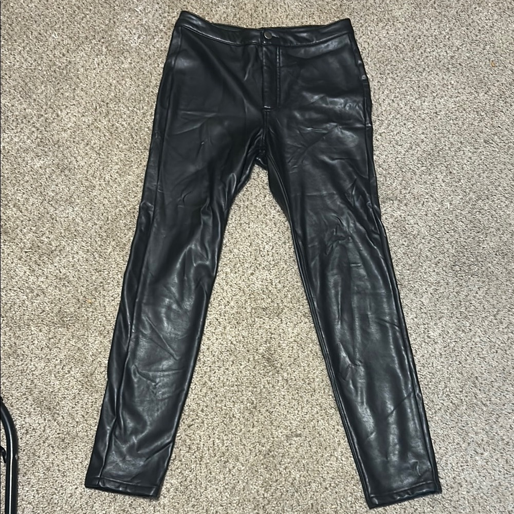 Ashley Mason Black Straight Leg Faux Leather Pants
